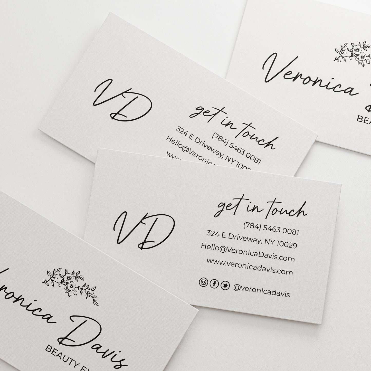Personalized Business Cards - Elegant Design with Delicate Flower Branch - Reflecting Your Brand's Essence - XOXOKristen