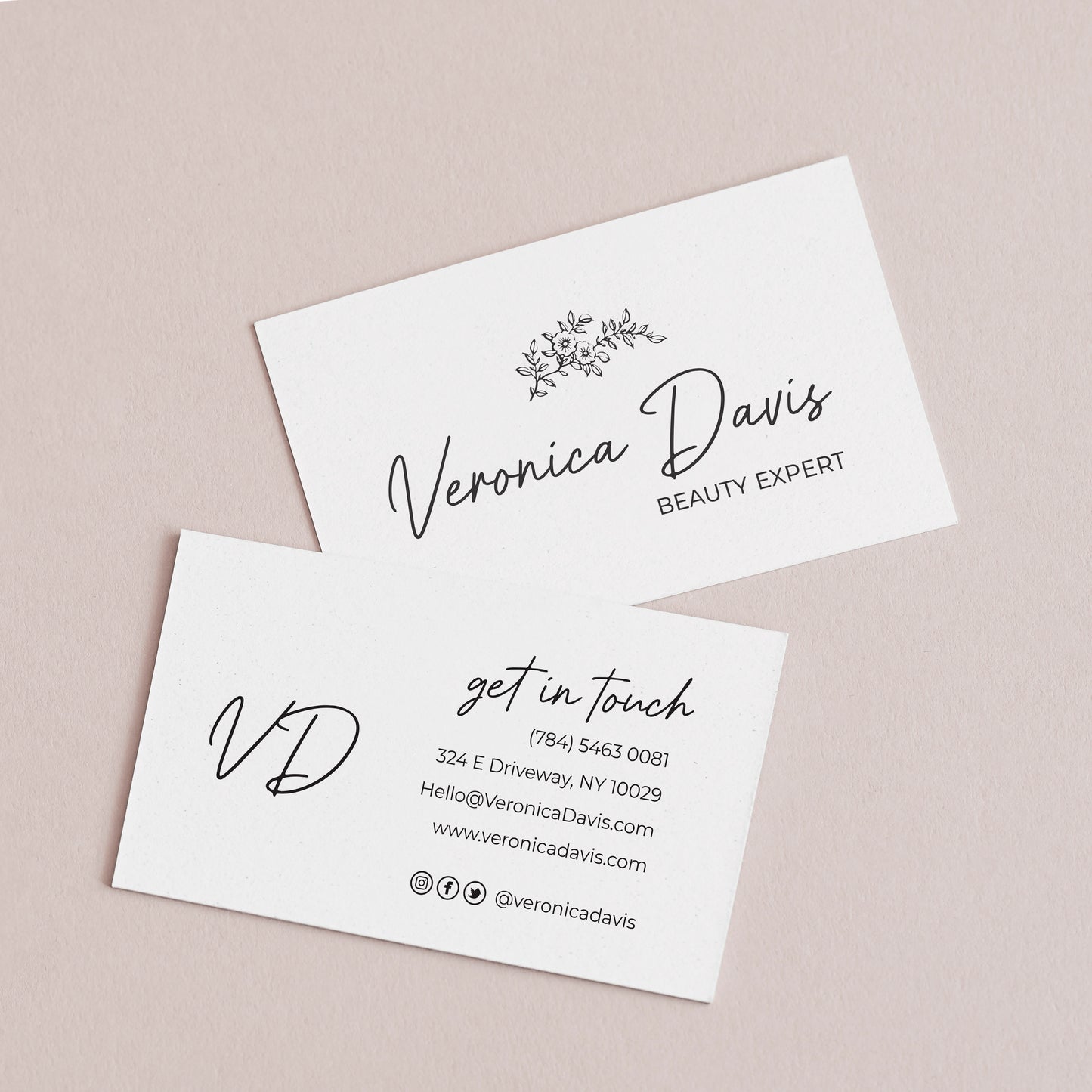 Personalized Business Cards - Elegant Design with Delicate Flower Branch - Reflecting Your Brand's Essence - XOXOKristen
