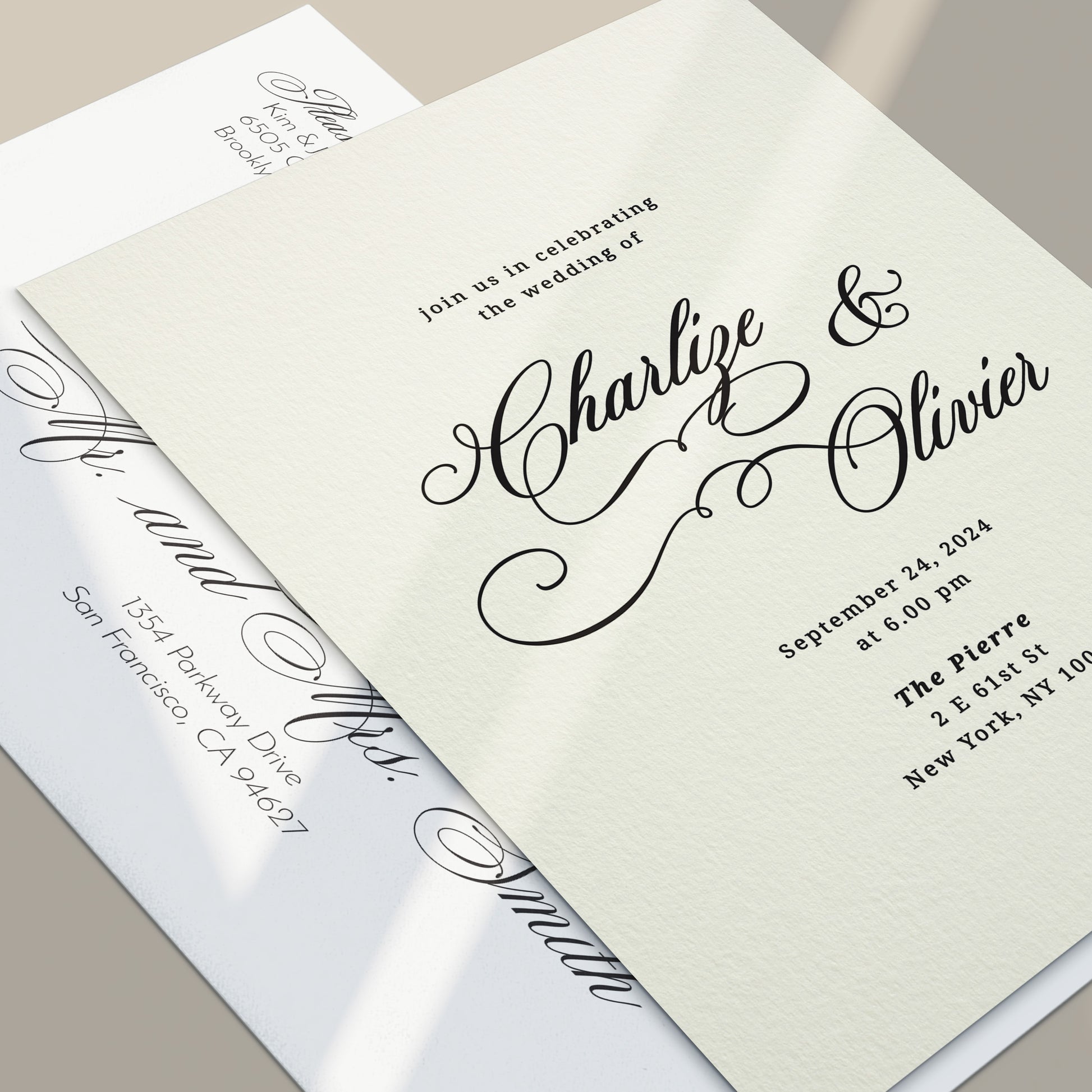 elegant simple wedding invitations with calligraphy font - XOXOKristen