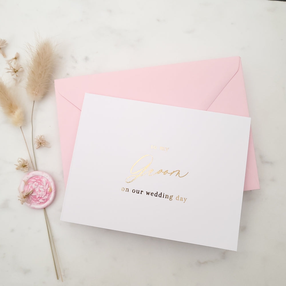 to my groom on our wedding day with gold calligraphy - XOXOKristen