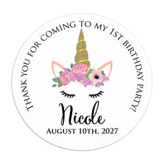 Unicorn Birthday Party Stickers - XOXOKristen
