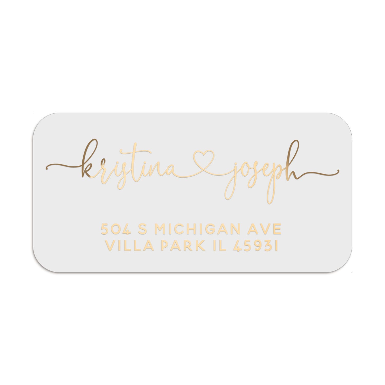 XOXOKristen personalized address label with elegant black script names and modern sans serif address text on white background - XOXOKristen