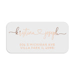 XOXOKristen rose gold foil custom return address label on pink envelope, stylish wedding envelope seal sticker - XOXOKristen