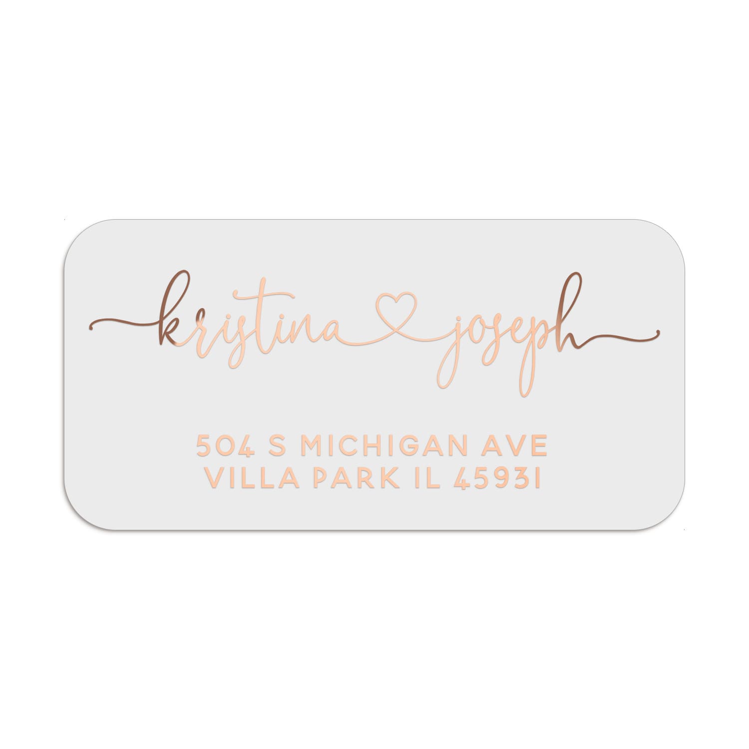 XOXOKristen rose gold foil custom return address label on pink envelope, stylish wedding envelope seal sticker - XOXOKristen