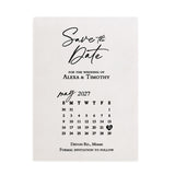 Vellum Save the Date card printed with elegant black serif and script typography on translucent frosted paper, featuring minimalist calendar layout and refined composition, perfect for announcing weddings and elegant celebrations with modern simplicity – XOXOKristen