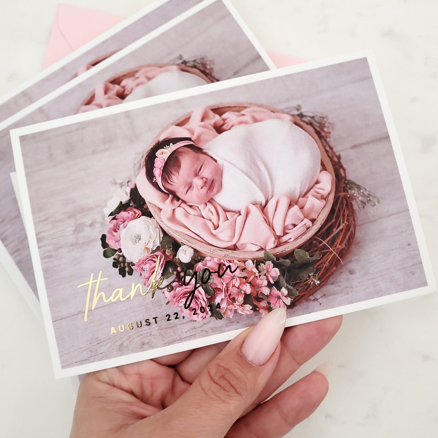 Baptism Thank you card with baby Photo - XOXOKristen