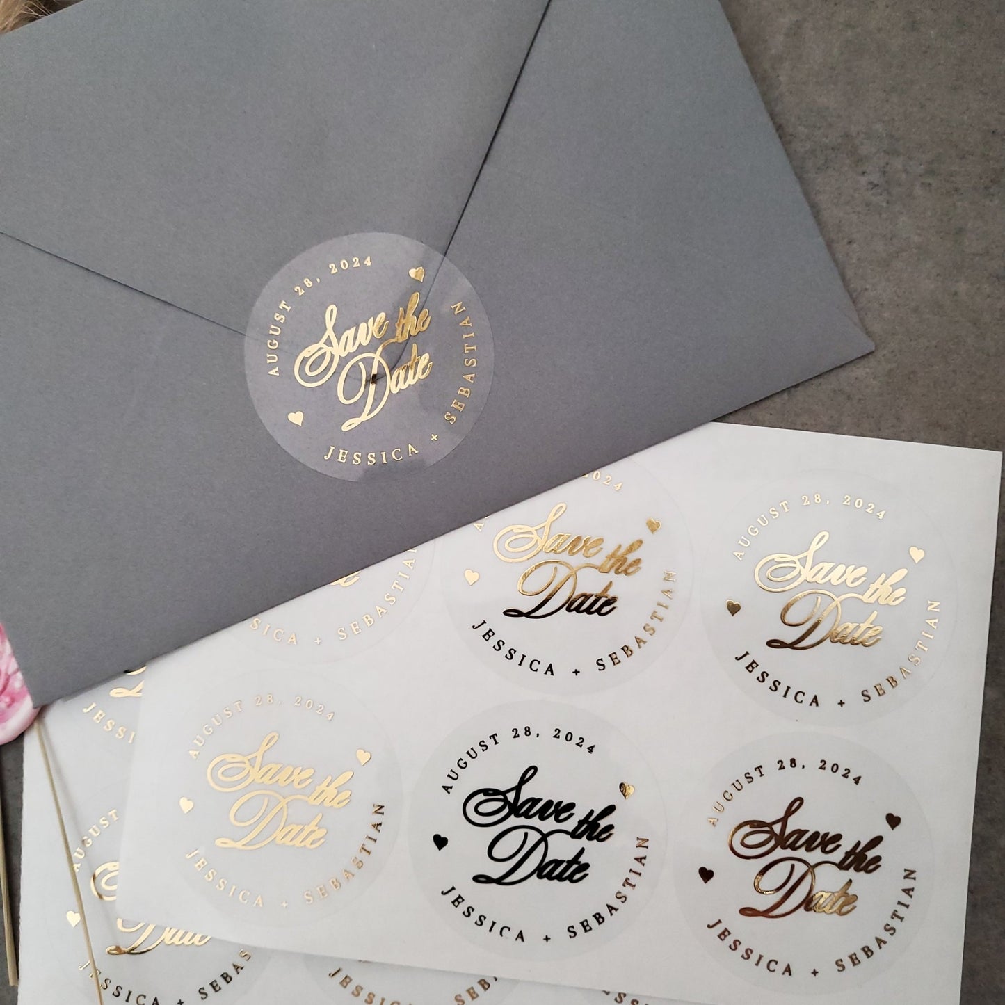 Bold Save the Date Round Stickers - XOXOKristen