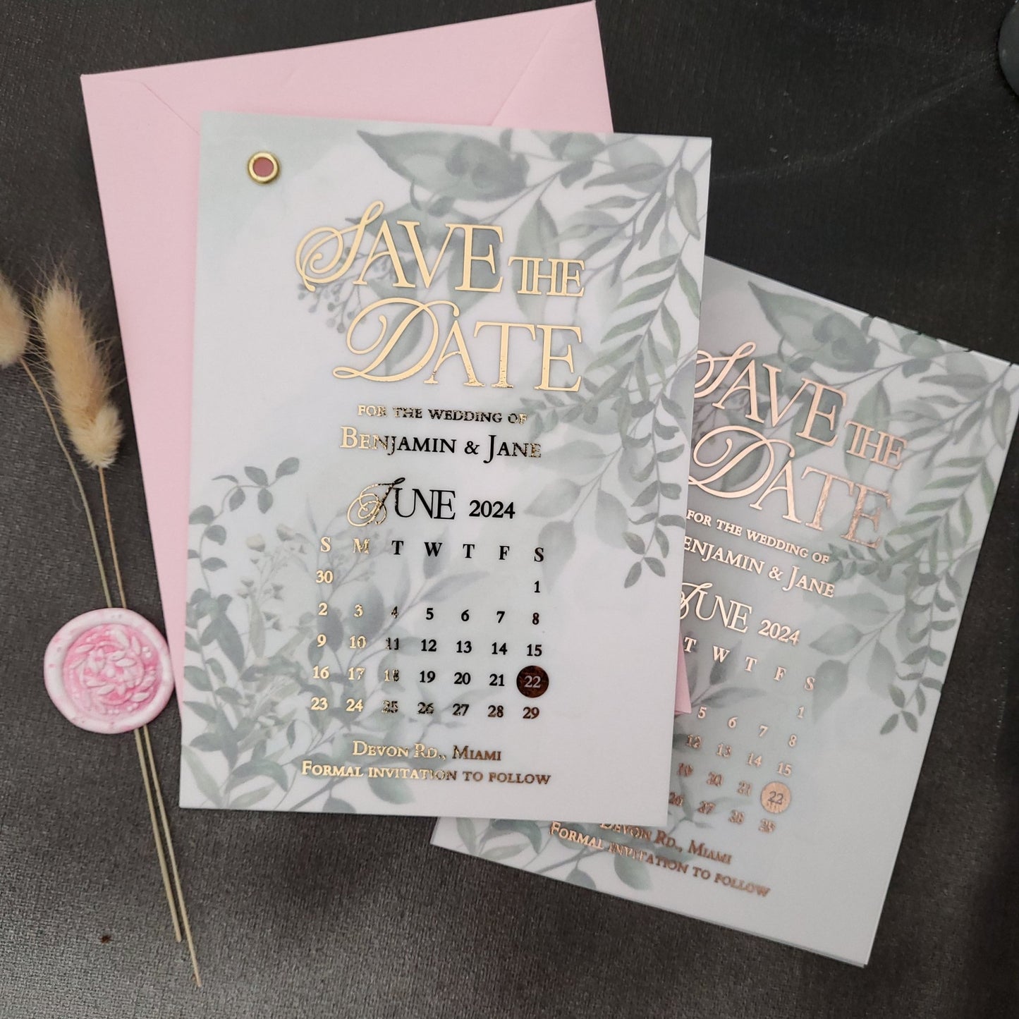 Foiled Greenery Calendar Save the Date - XOXOKristen