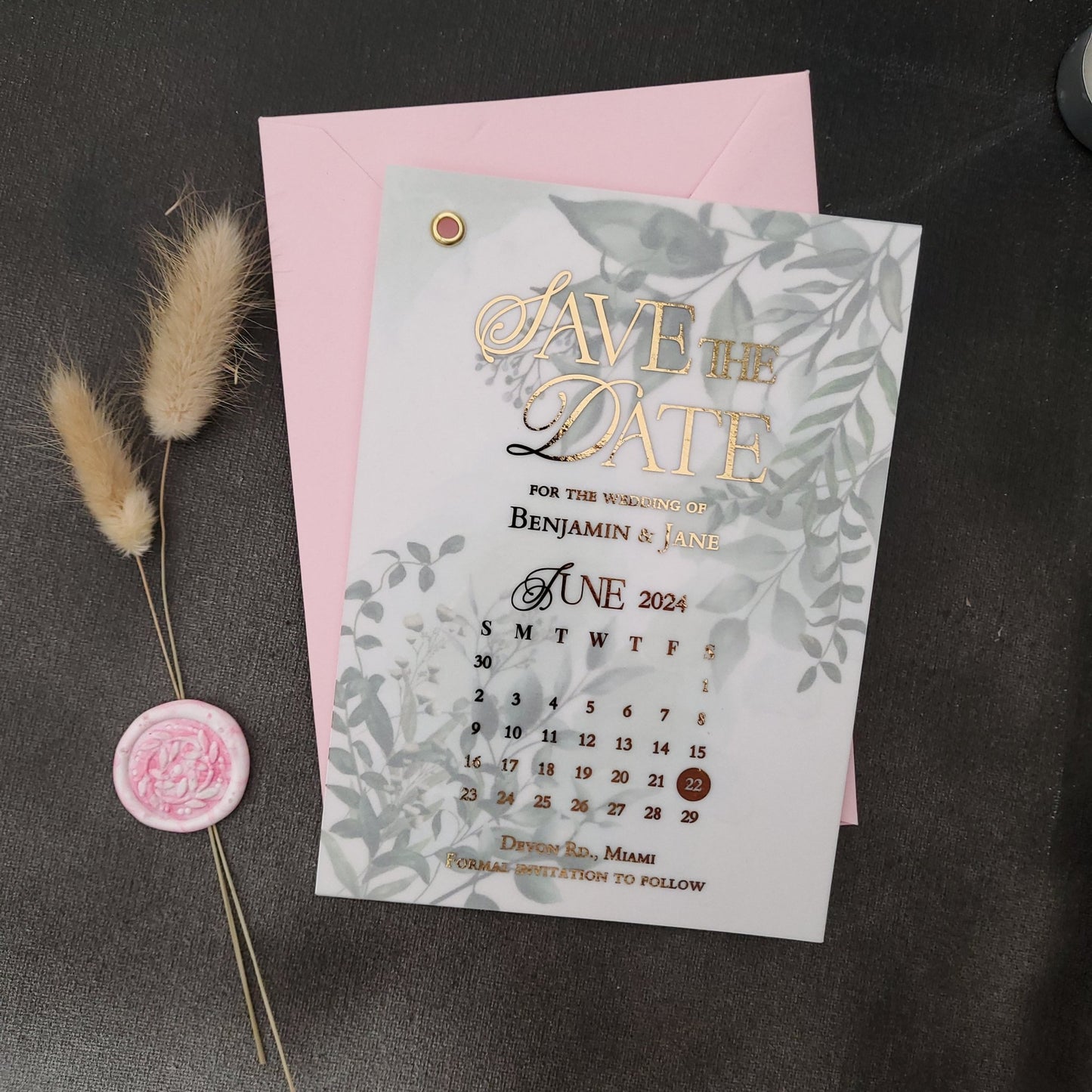 Foiled Greenery Calendar Save the Date - XOXOKristen