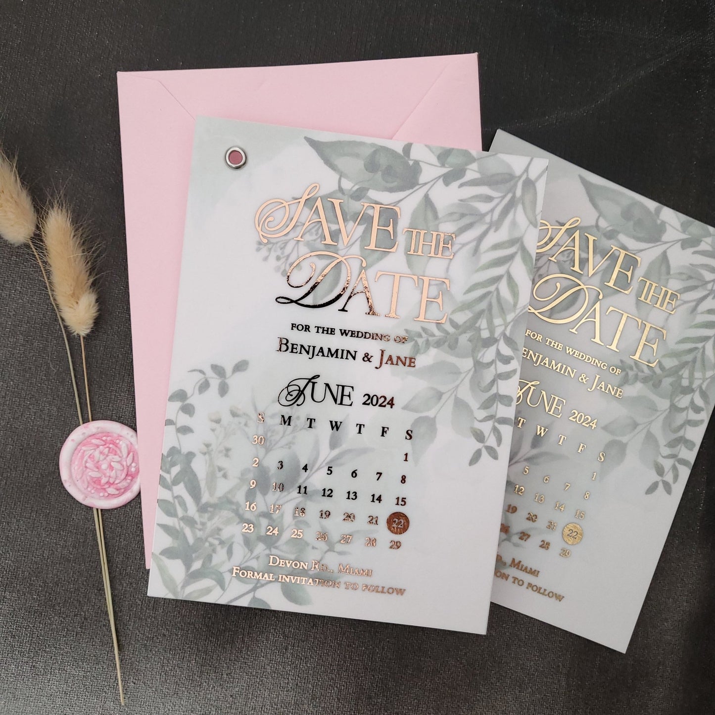 Foiled Greenery Calendar Save the Date - XOXOKristen