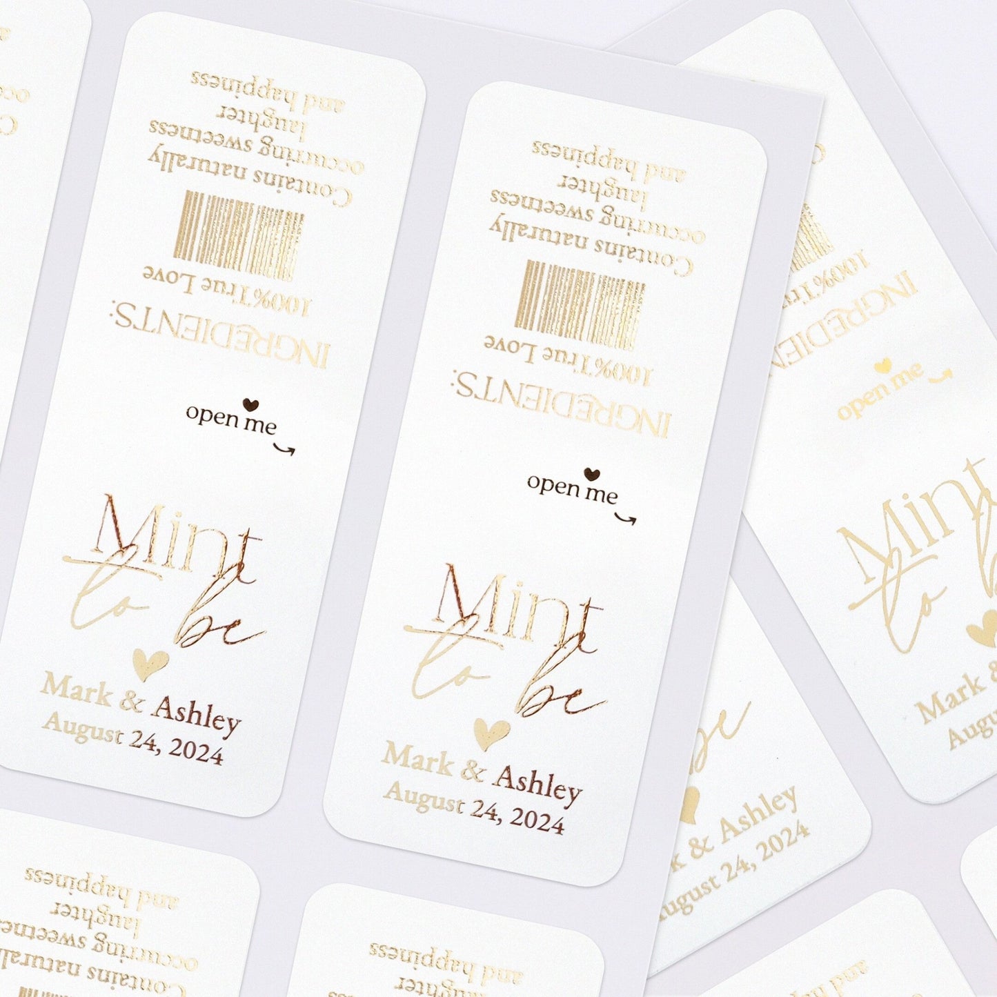 Gold Foiled Mint to be Wedding Favors with Calligraphy - XOXOKristen