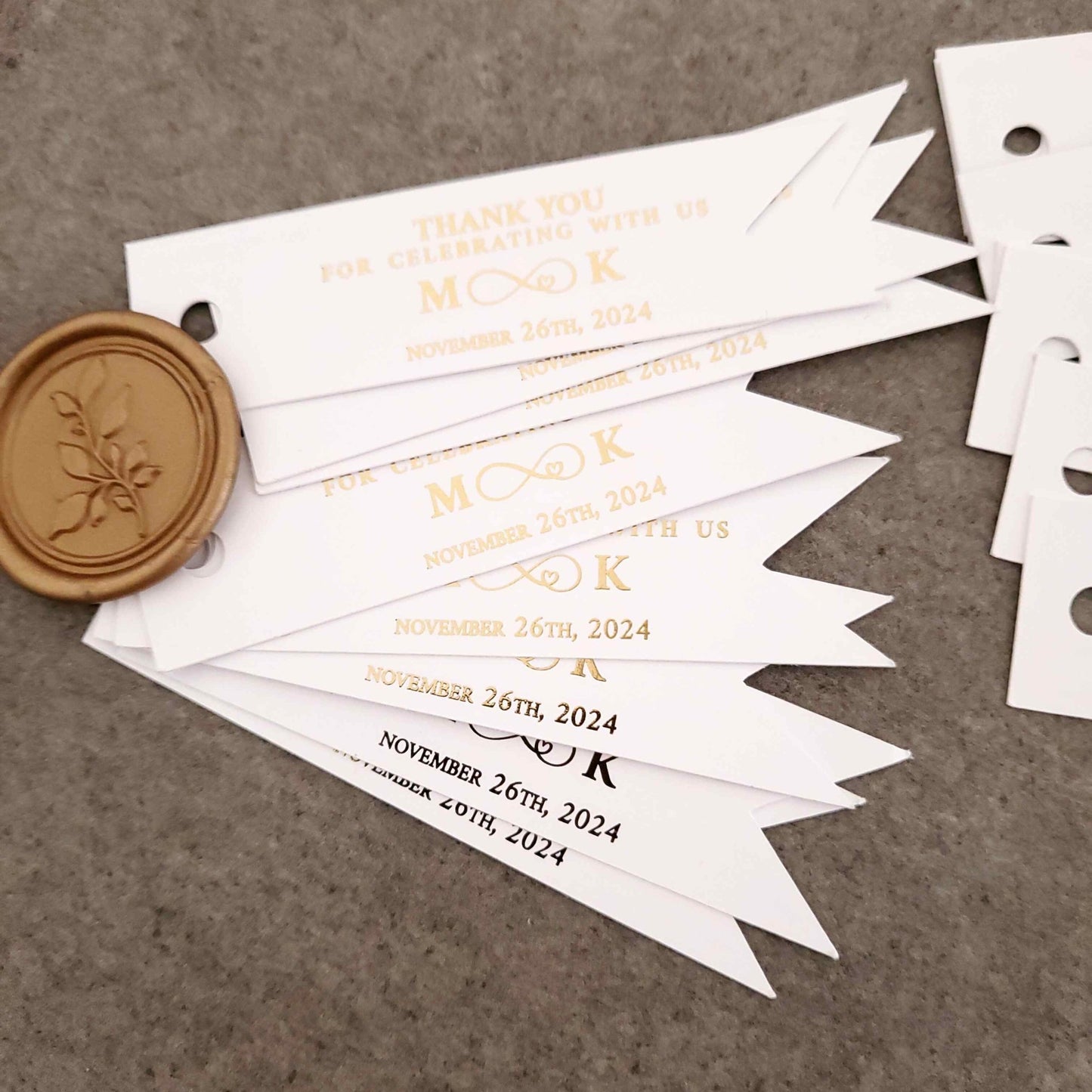 Infinity Gold Foiled Monogram Wedding Favor Tags - XOXOKristen