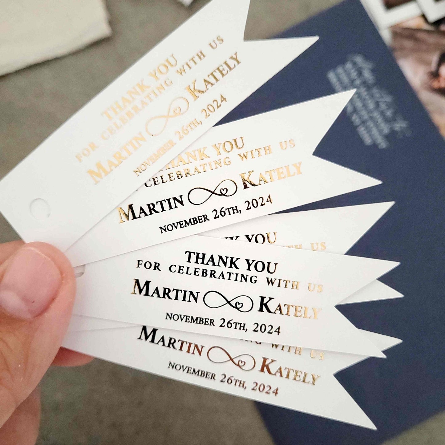 Infinity Gold Foiled Wedding Favor Tags - XOXOKristen