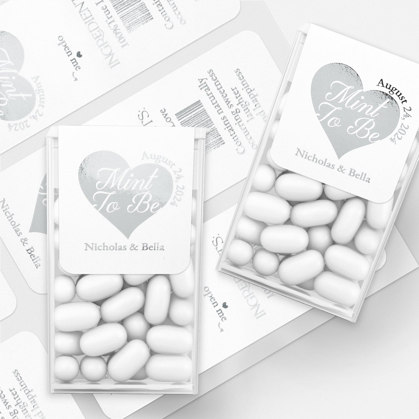 Mint to Be Tic Tac Stickers for Wedding Favors with Gold Foiled Heart - XOXOKristen