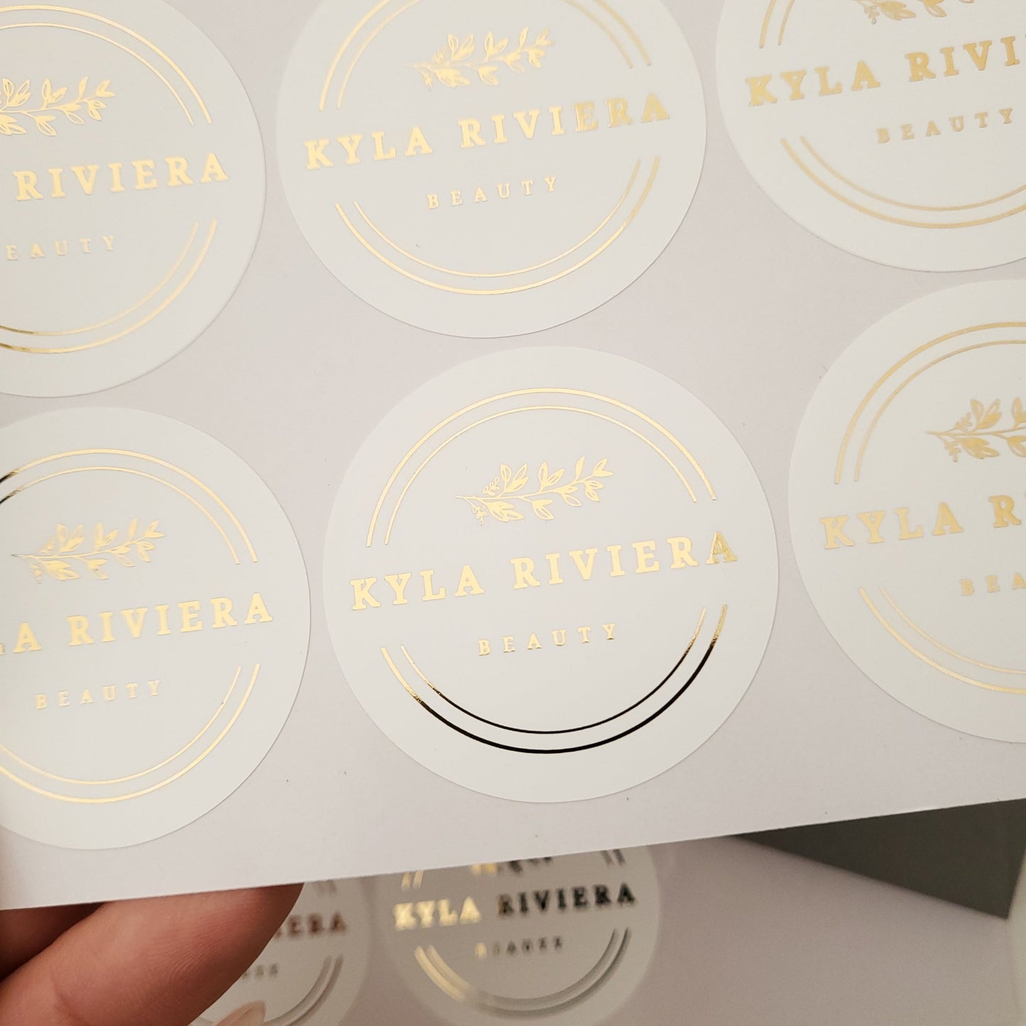 Personalized Product Labeling Stickers with Gold Foil - XOXOKristen