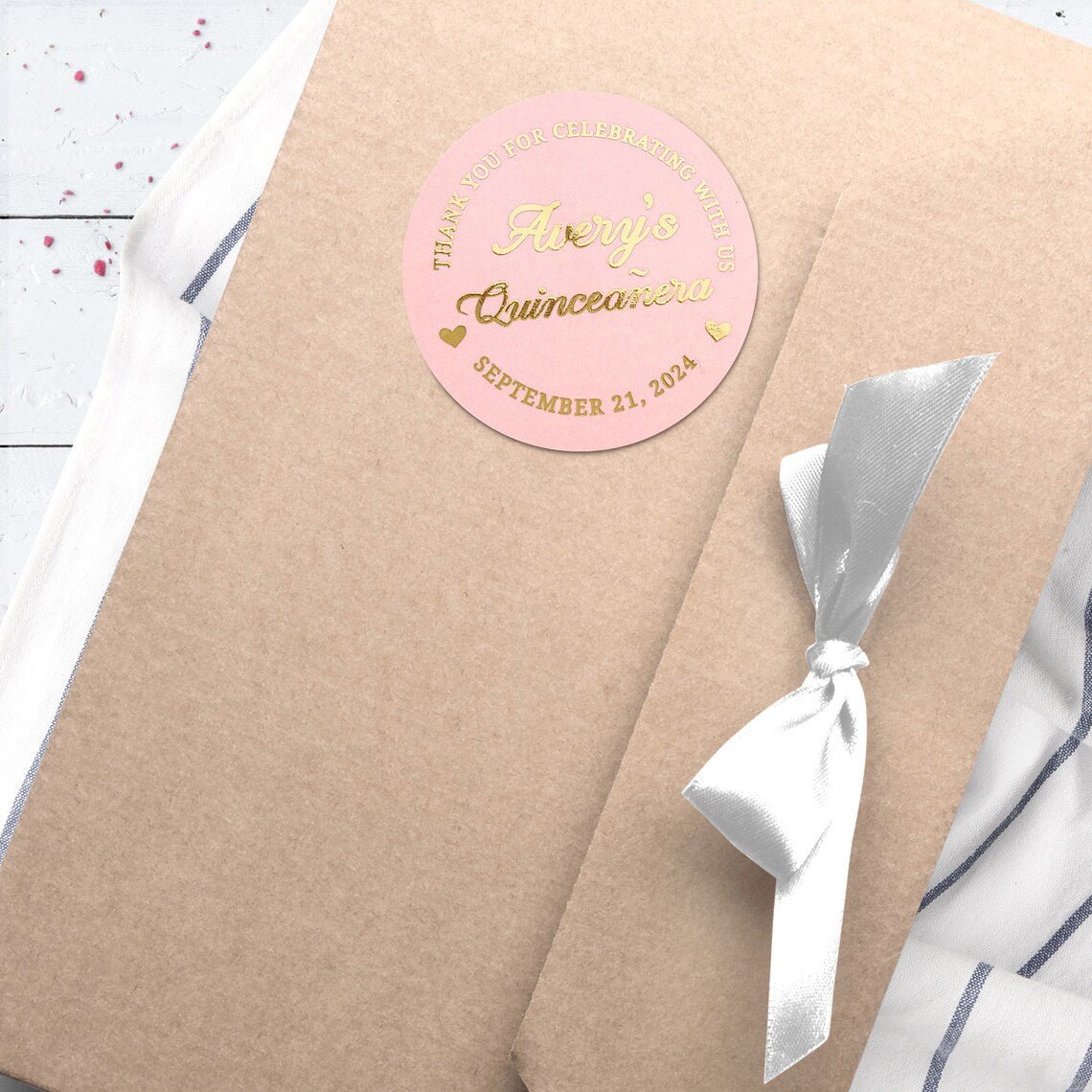 Pink and Gold Custom Quinceañera Labels - XOXOKristen