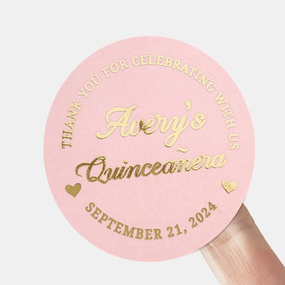 Pink and Gold Custom Quinceañera Labels - XOXOKristen
