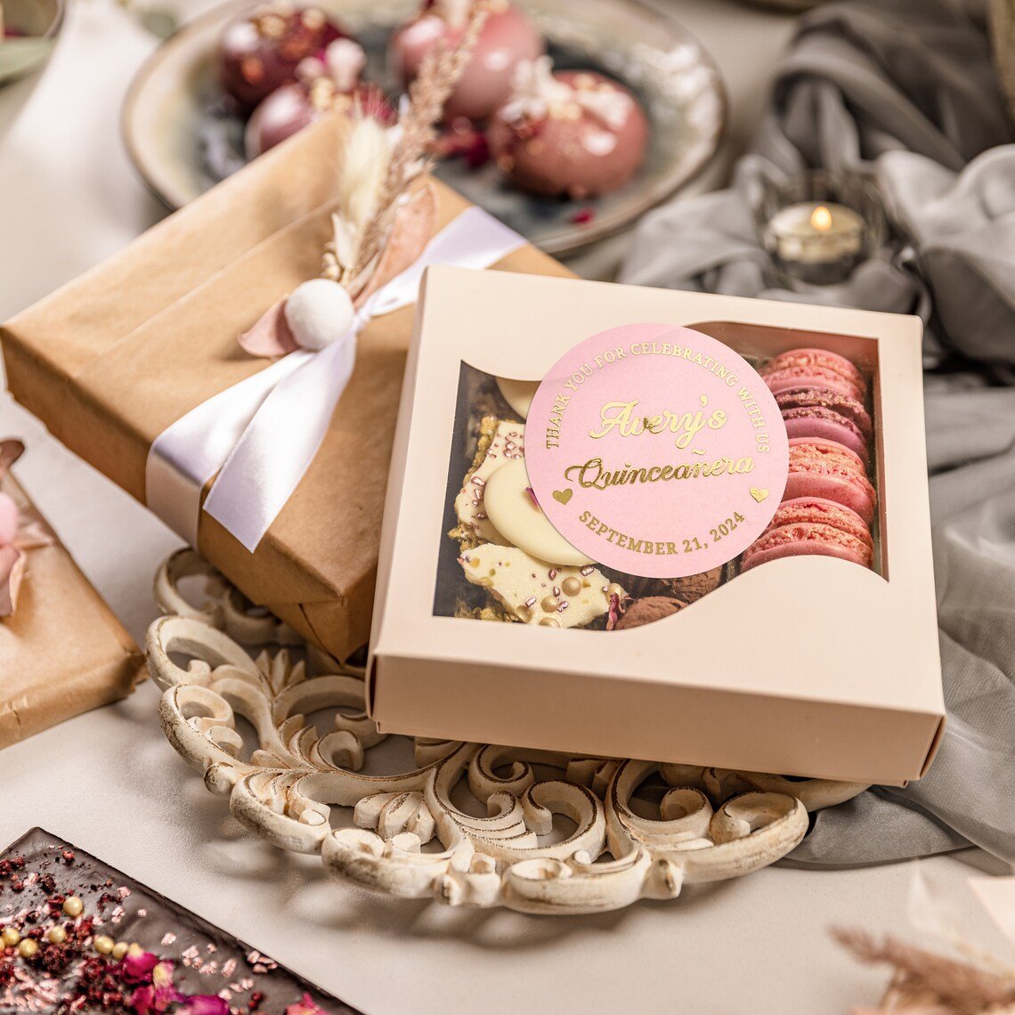 Pink and Gold Custom Quinceañera Labels - XOXOKristen