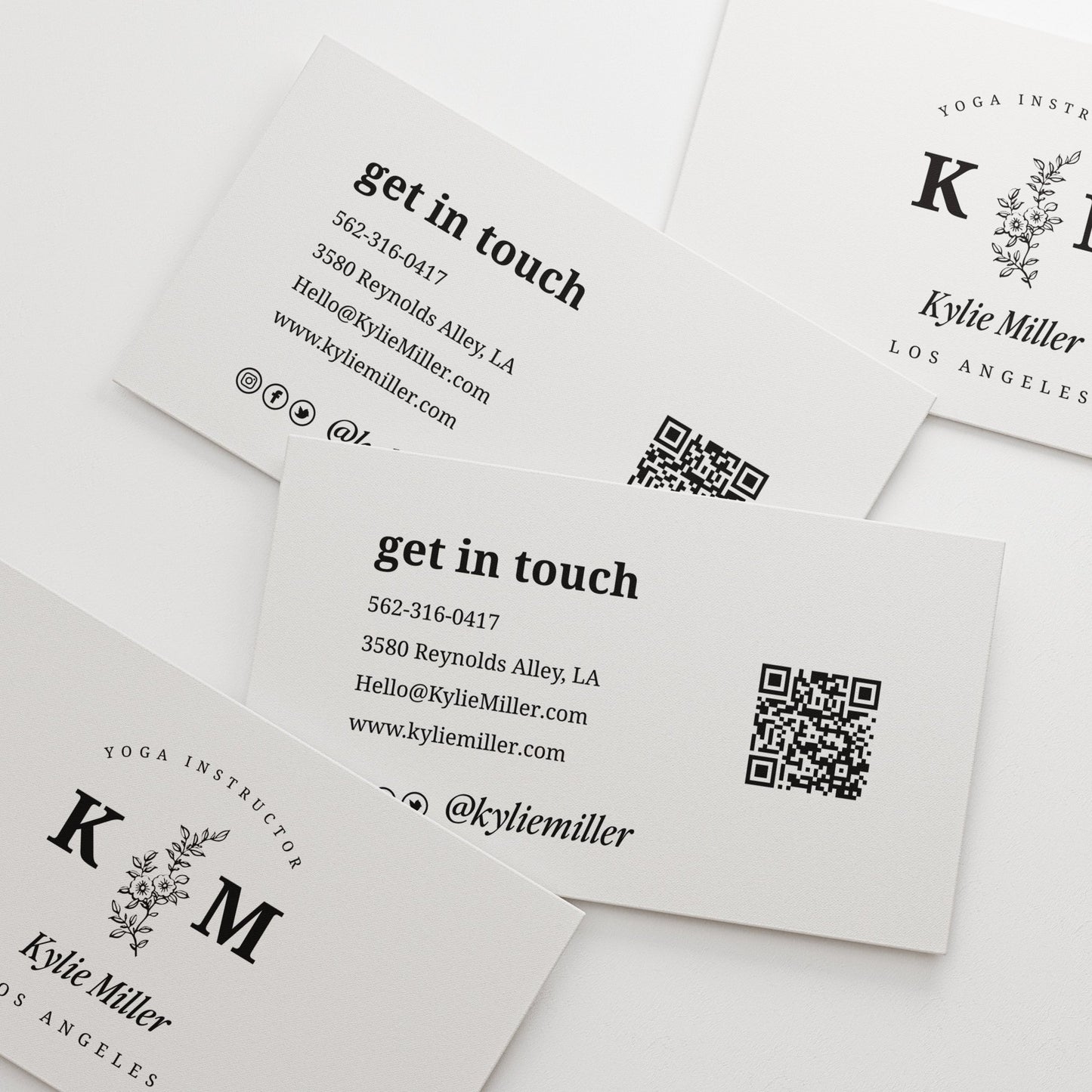 QR Code Business Cards with Elegant Floral Design - XOXOKristen