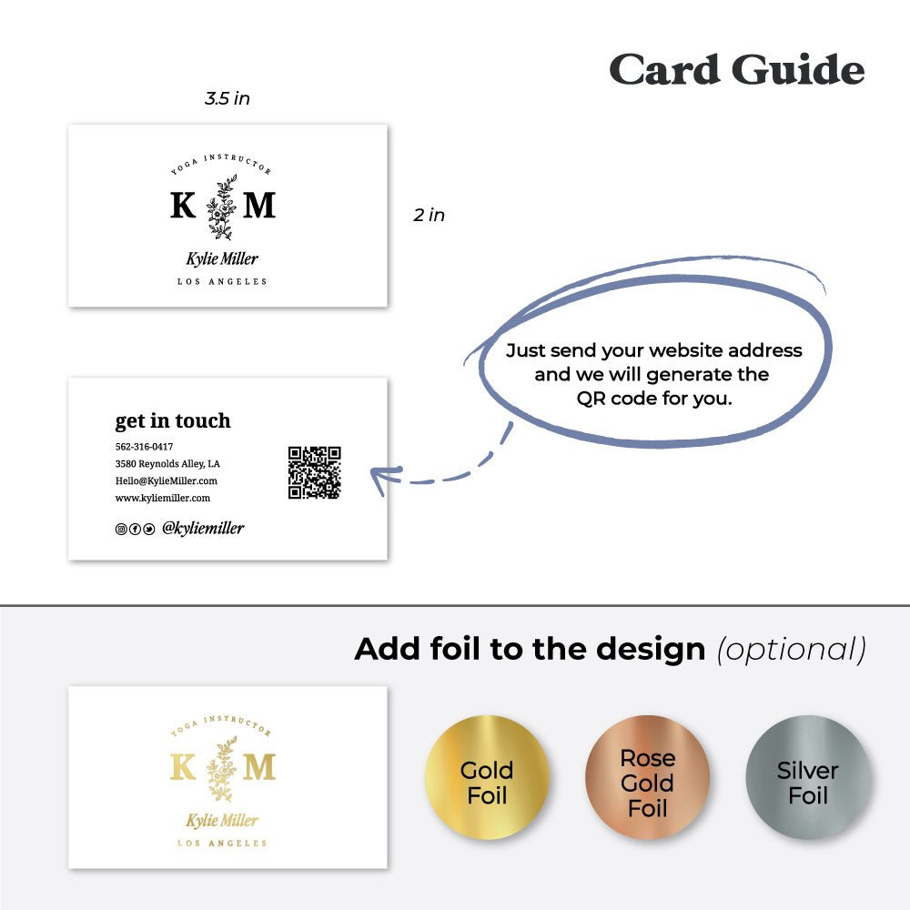 QR Code Business Cards with Elegant Floral Design - XOXOKristen