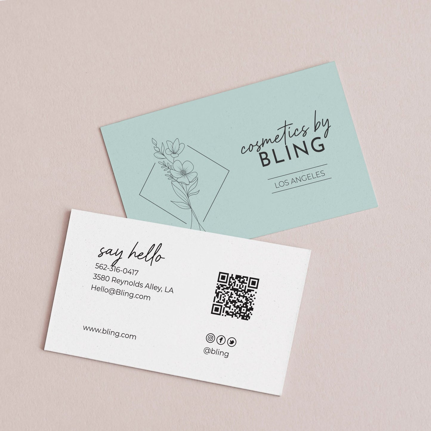 Small Business Cards with Floral Design and QR Code - XOXOKristen