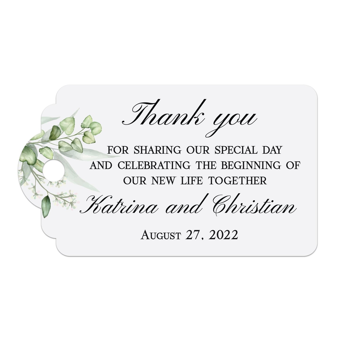 Stylish Greenery Thank you Wedding Favor Tags - XOXOKristen