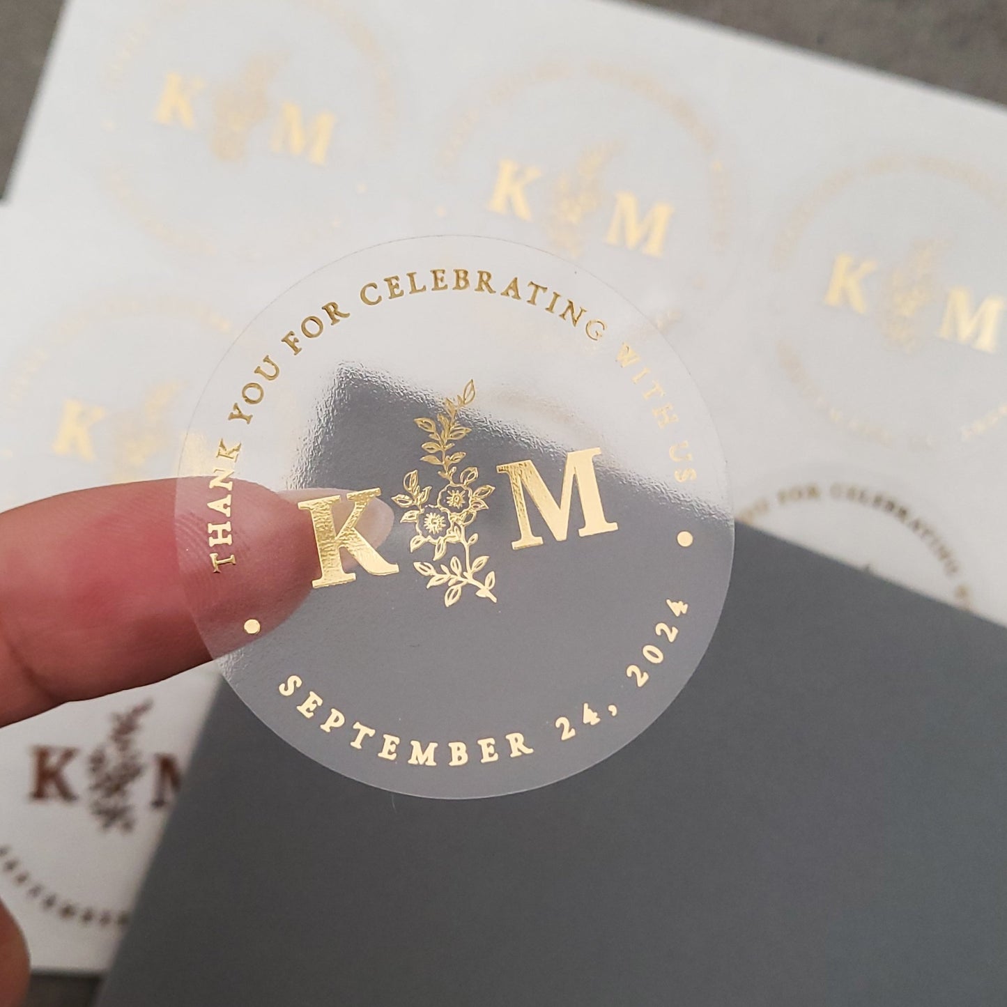 Thank you for celebrating with us Monagram Wedding Stickers - XOXOKristen