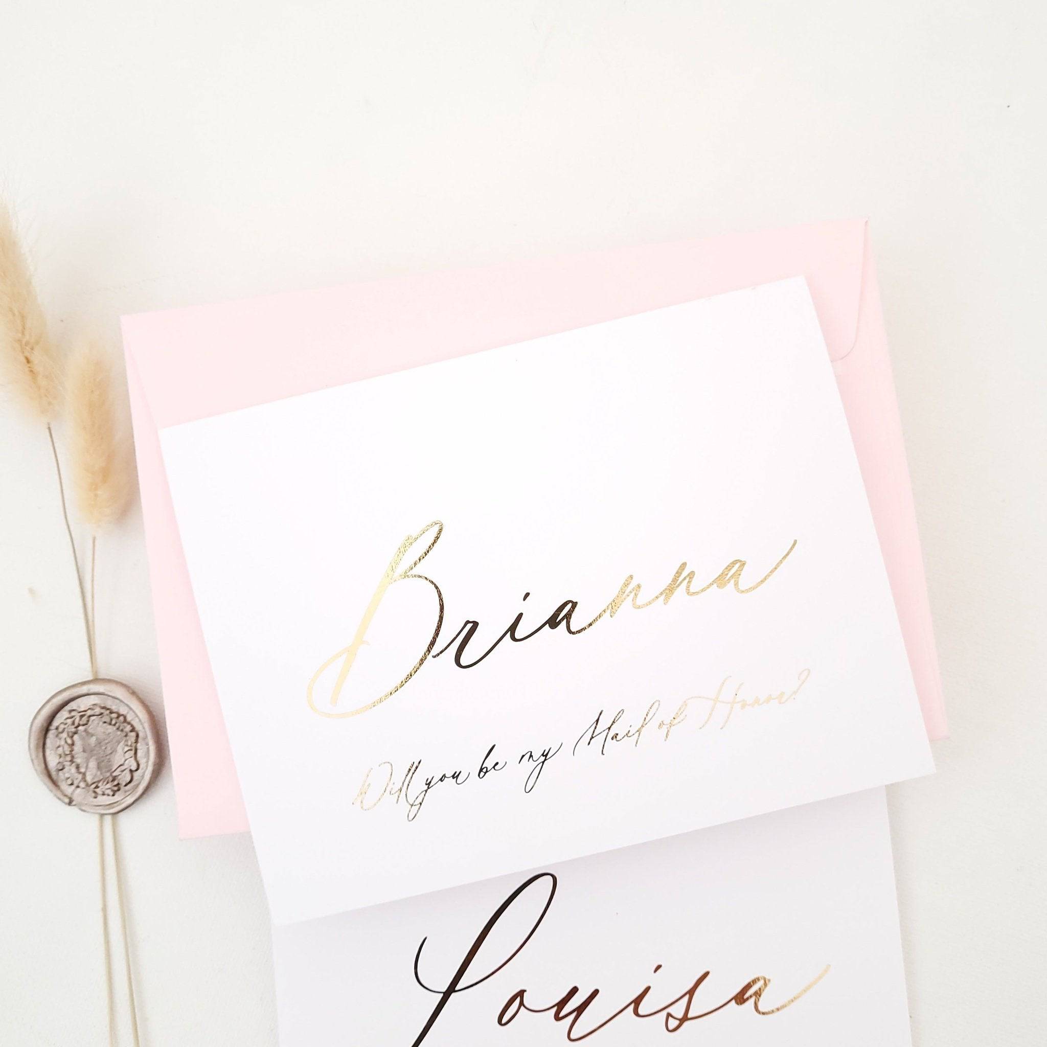 Will you be my Bridesmaid Gold Calligraphy Card - XOXOKristen