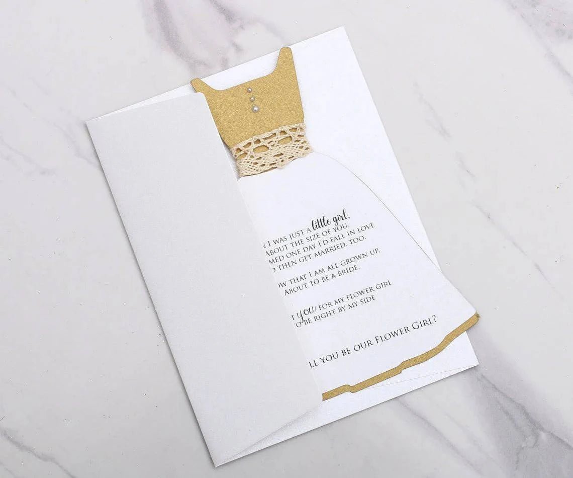 Will you be our Flower Girl Gown Shaped Proposal Card - XOXOKristen