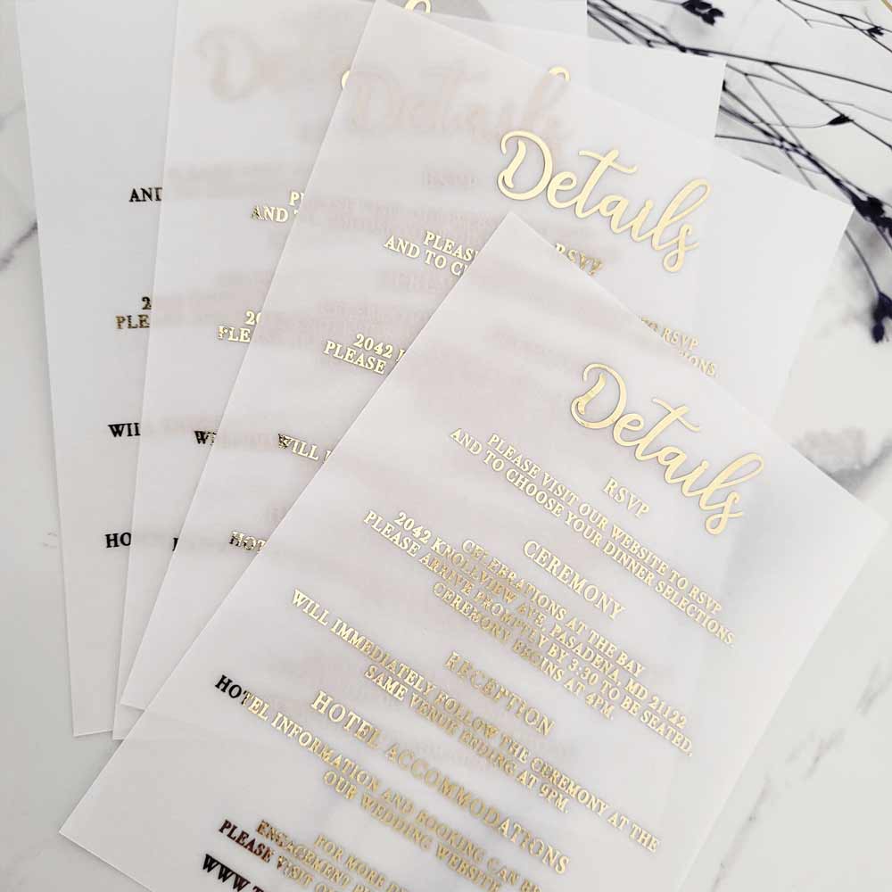 Gold foiled vellum wedding enclosure card - XOXOKristen