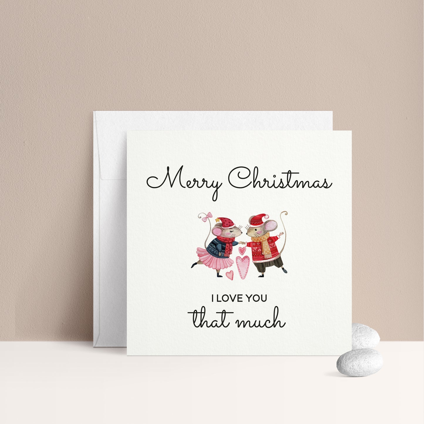 I love you that much Merry Christmas card with two mice in Christmas sweaters design - XOXOKristen