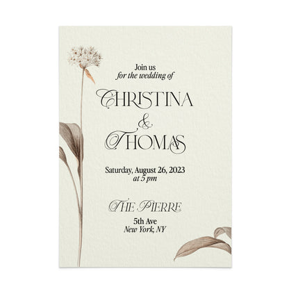 wedding invitation suite with beige floral design - XOXOKristen