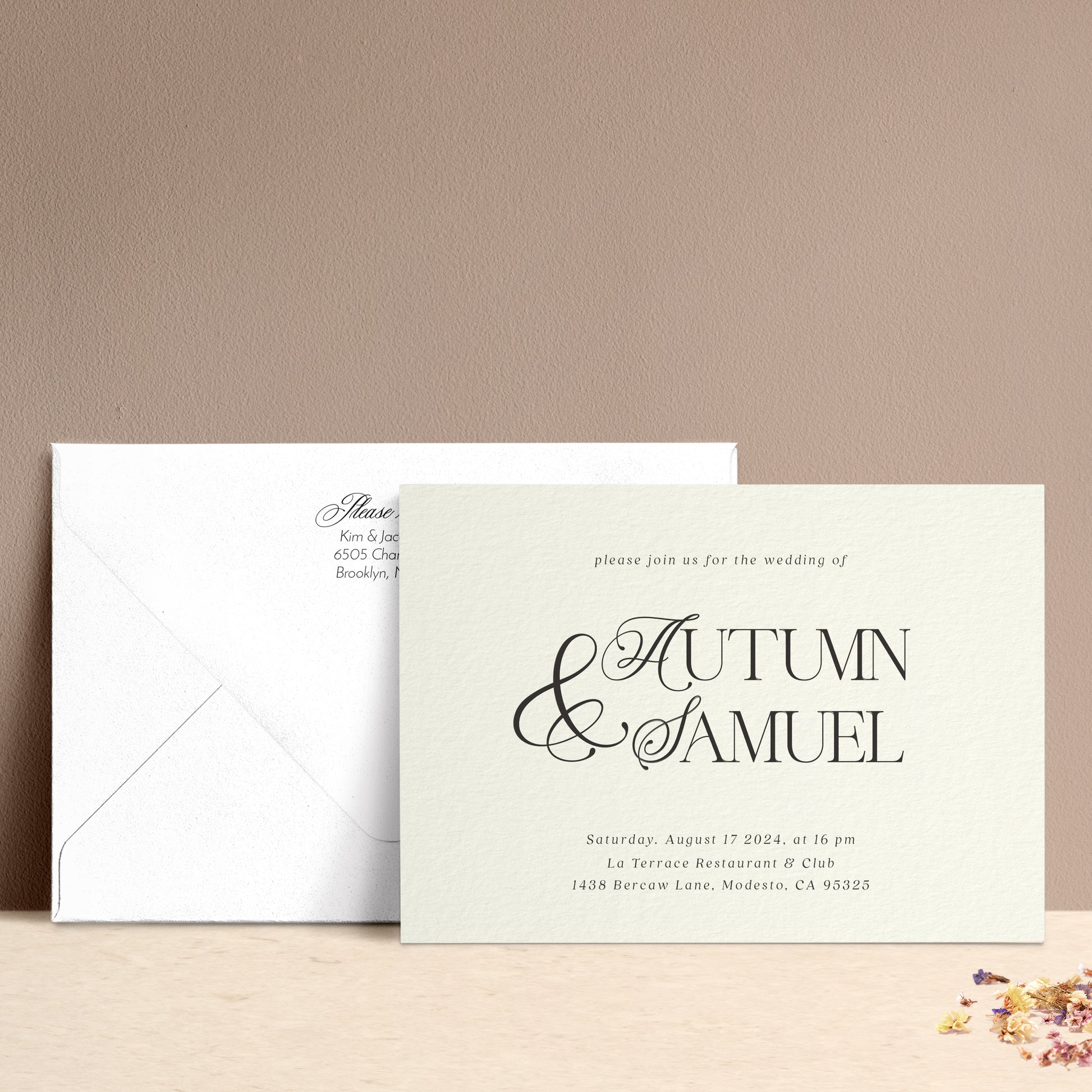 simple wedding invitation with calligraphy font -  XOXOKristen