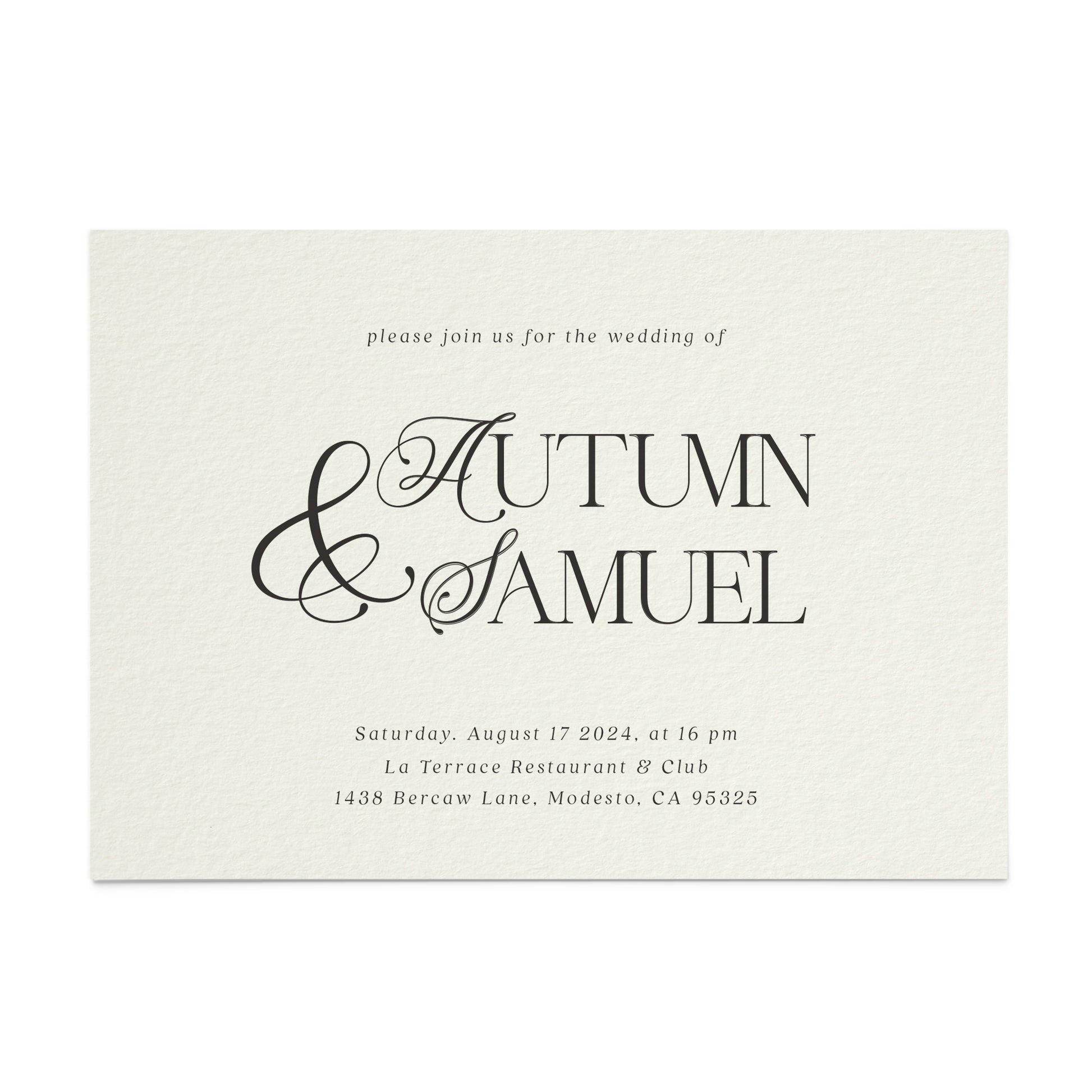 simple wedding invitation with calligraphy font -  XOXOKristen