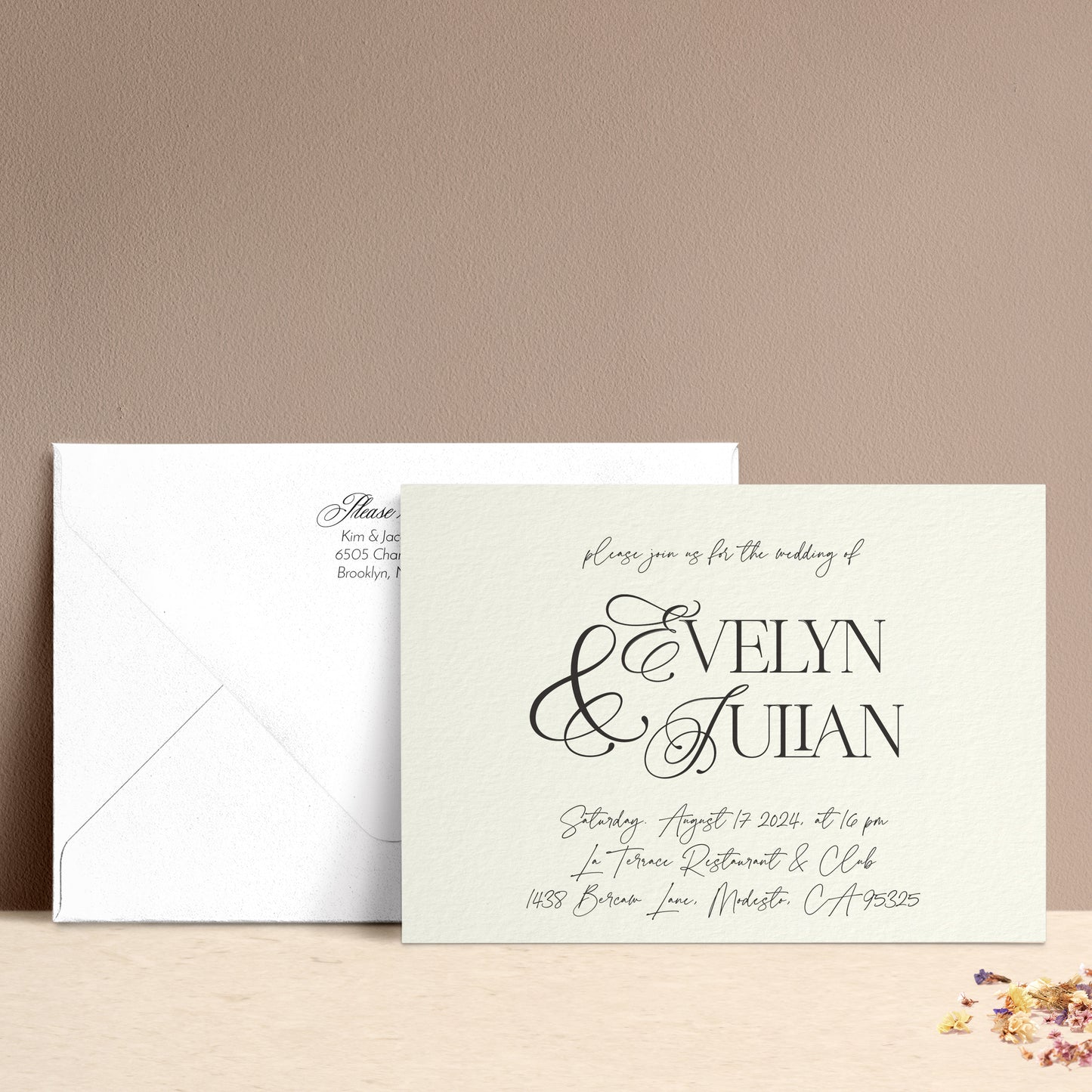 modern minimalistic wedding invitations with calligraphy font - XOXOKristen