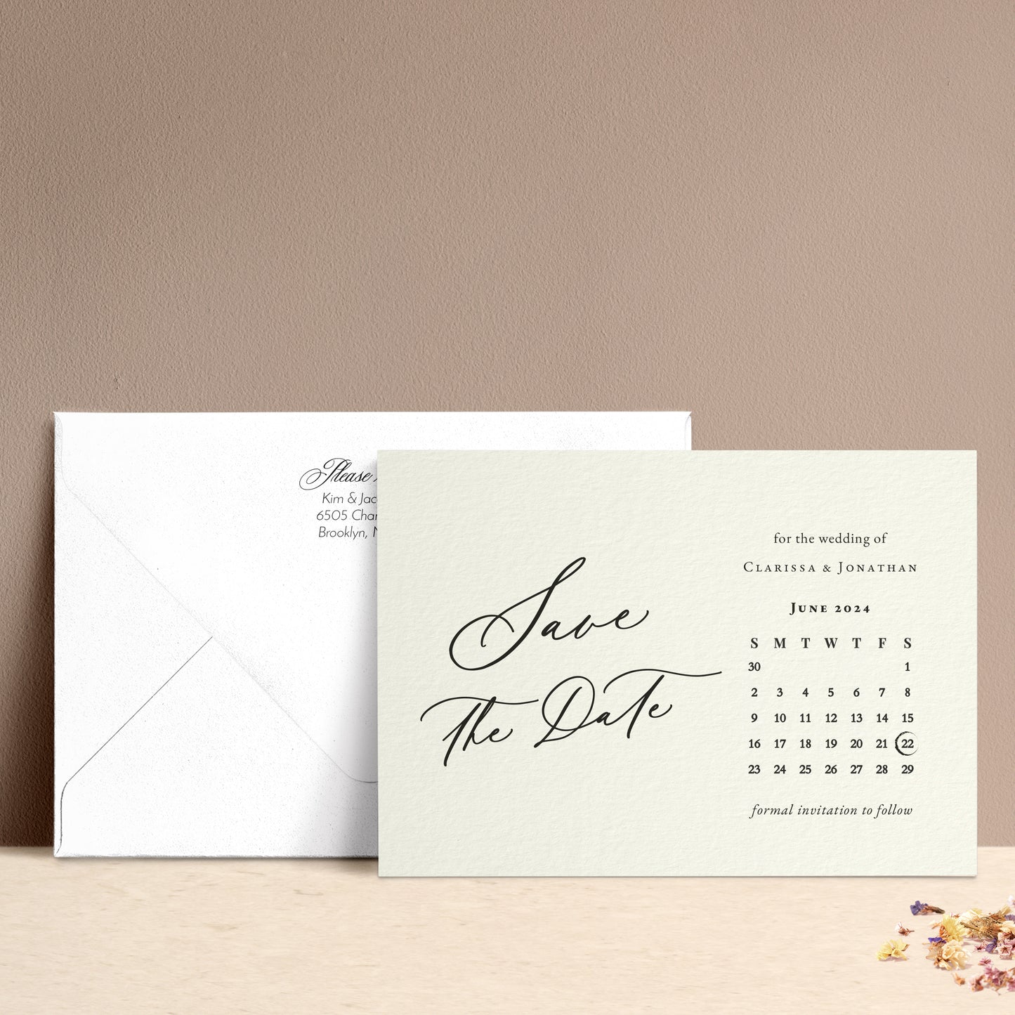 modern wedding save the date cards with calendar - XOXOKristen