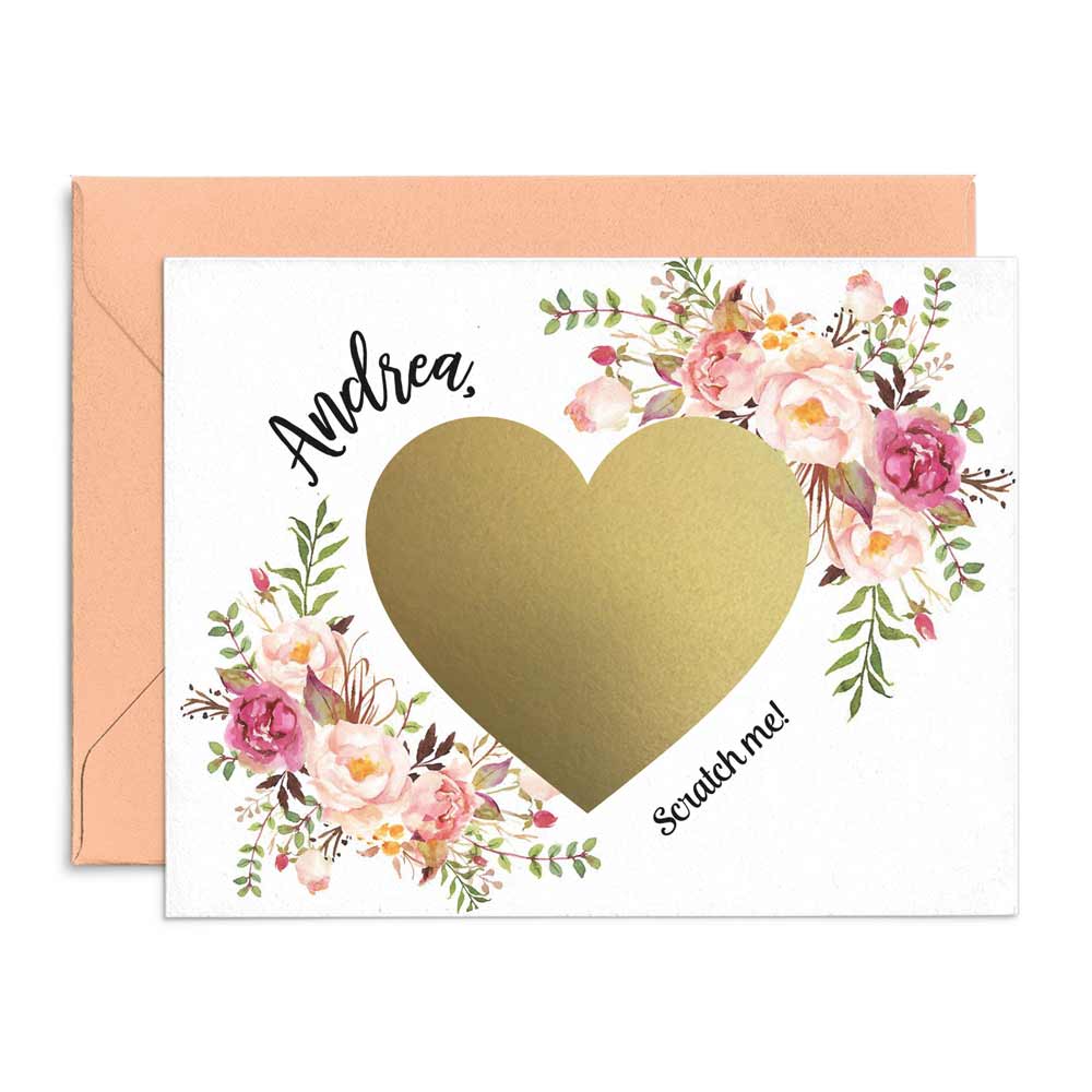 Personalized Peach Bouquet Will you be my Maid of Honor Proposal Scratch off Card - XOXOKristen