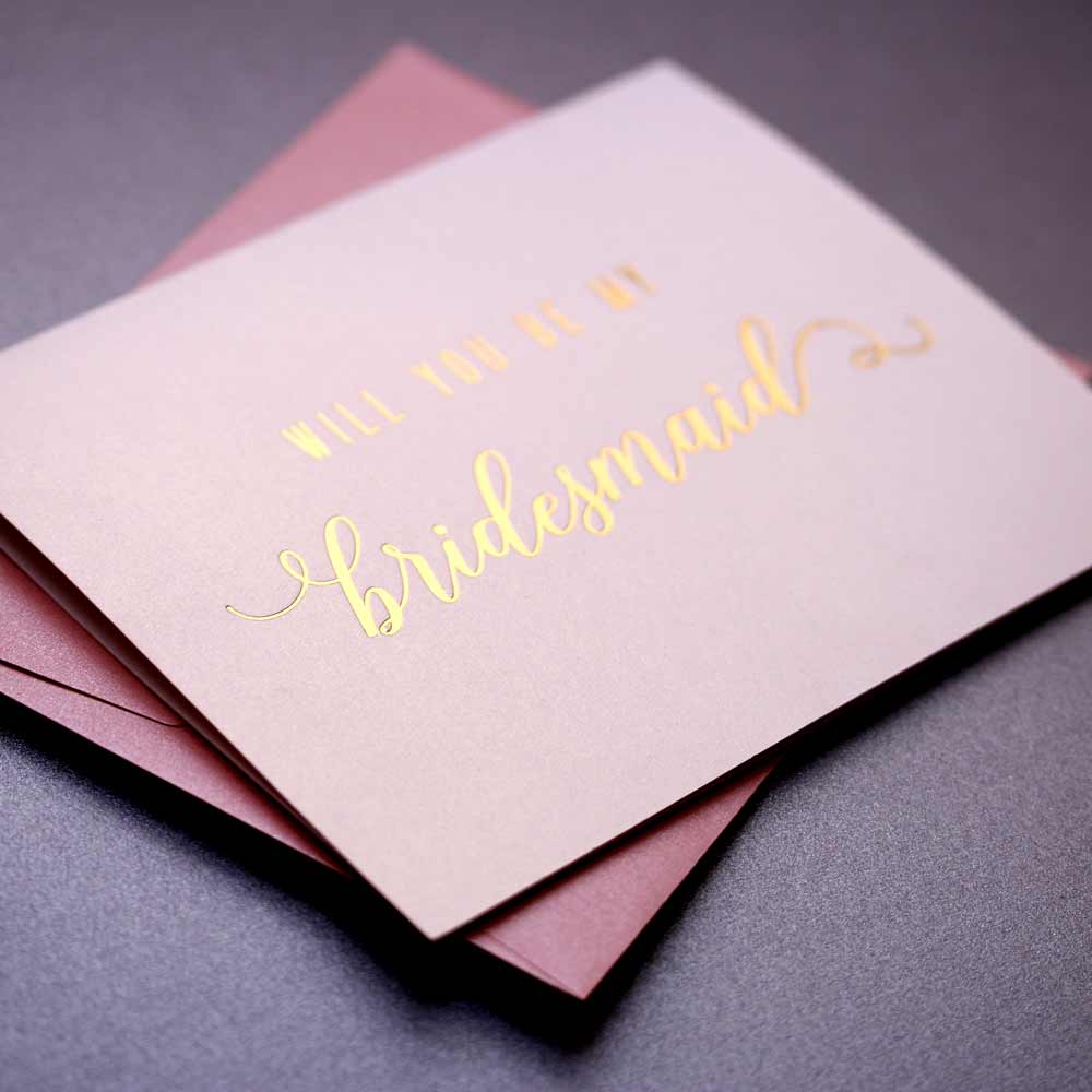 Elegant Will you be my Bridesmaid Proposal Card with Real Gold Foiled Lettering - XOXOKristen