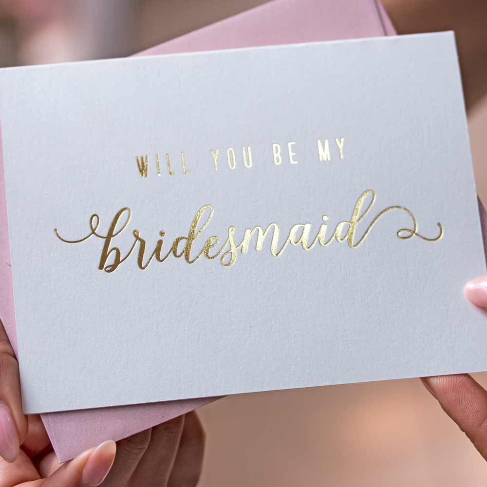 Elegant Will you be my Bridesmaid Proposal Card with Real Gold Foiled Lettering - XOXOKristen