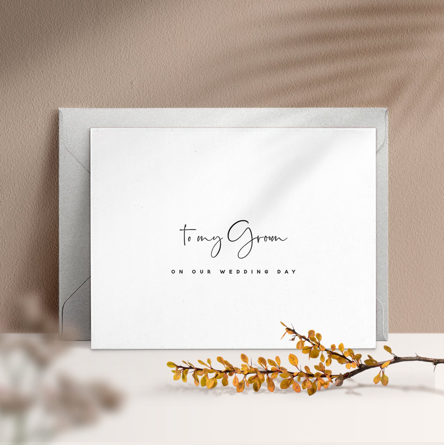 to my groom on our wedding day card