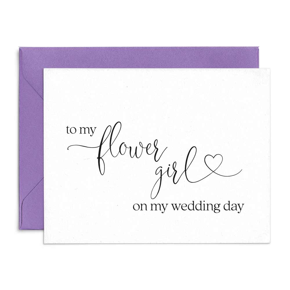 wedding note card to my flower girl on my wedding day with love symbol - xoxokristen