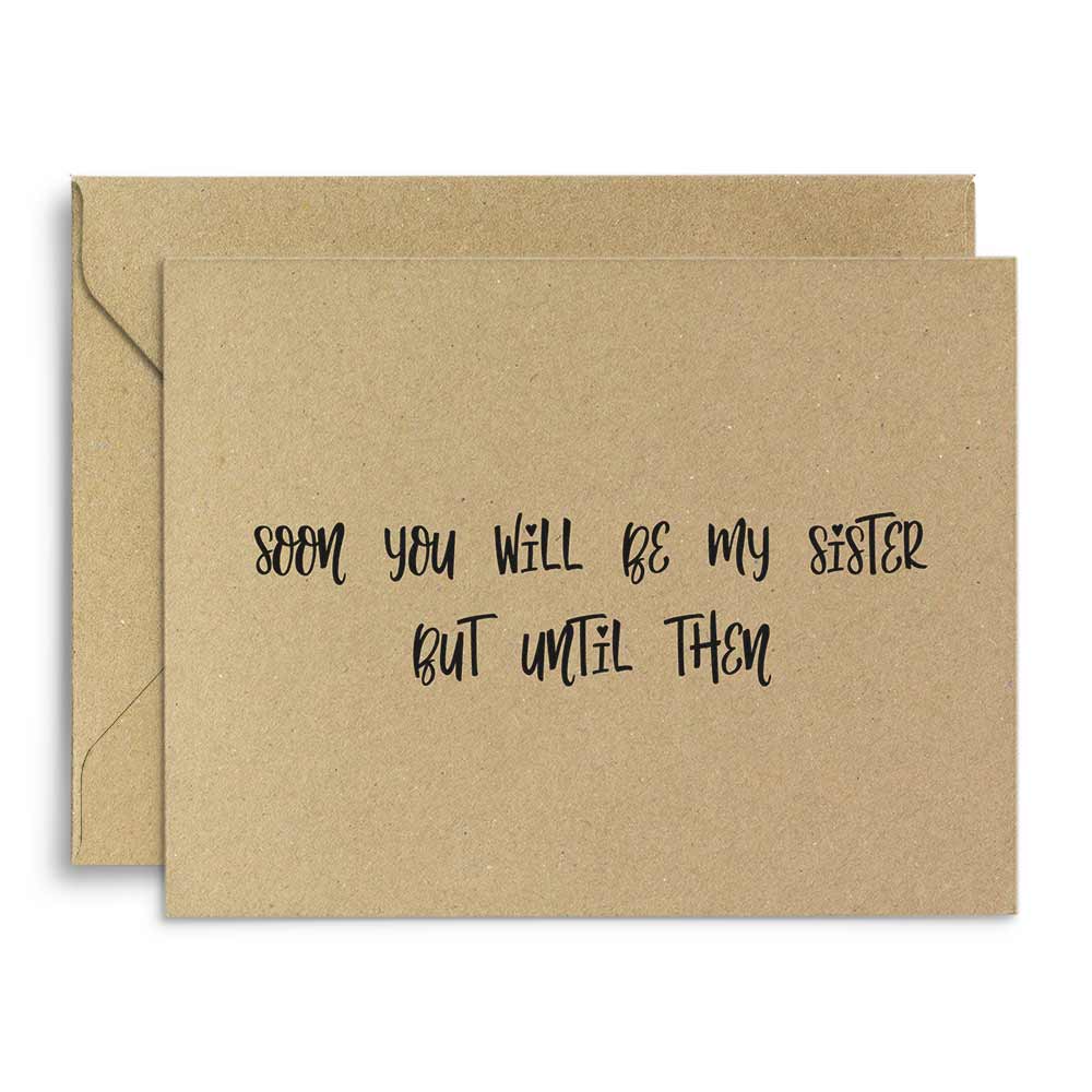 Rustic style "Soon you'll be my sister" bridesmaid proposal card - XOXOKristen
