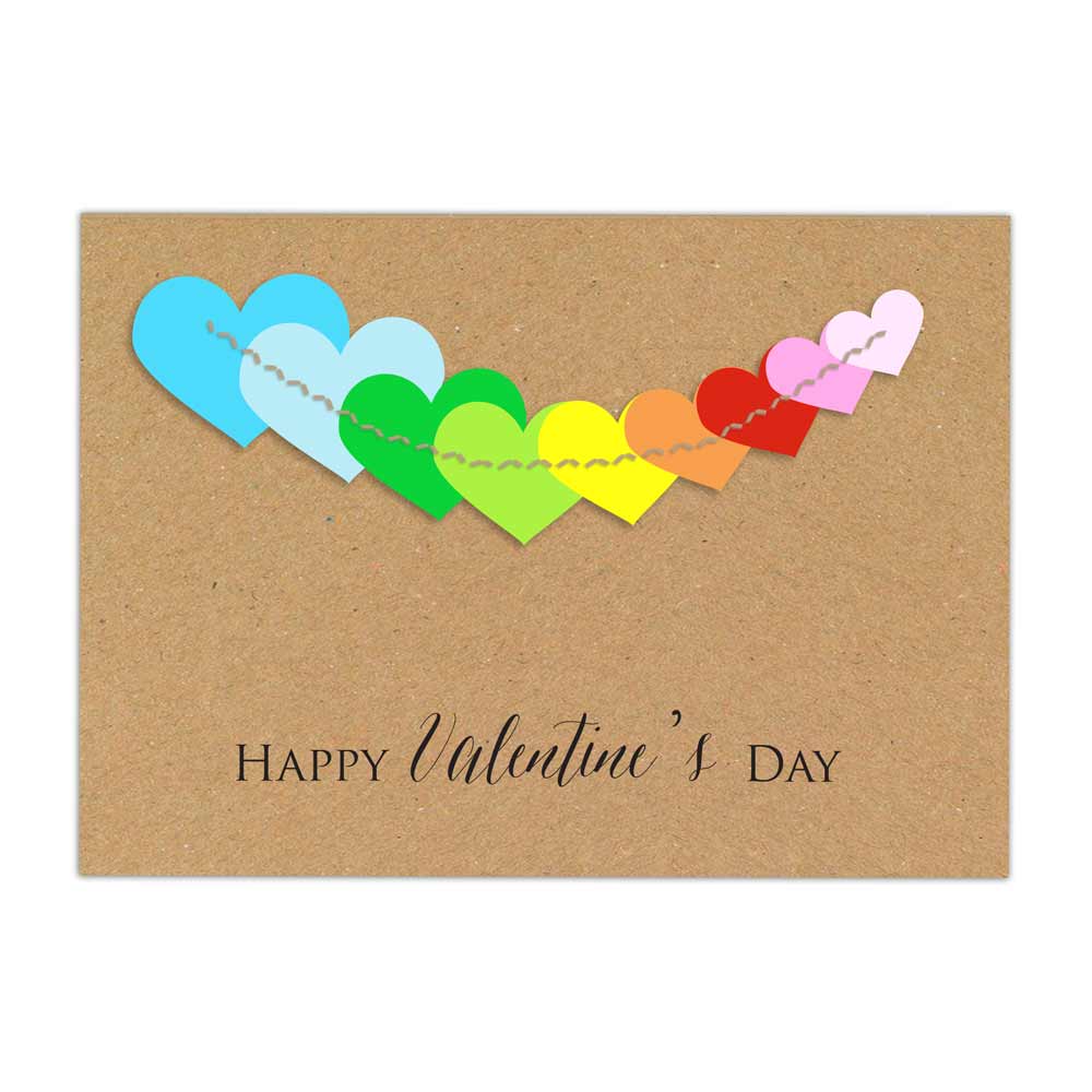 Set of 5 Valentine's Day craft cards with colorful heart decorations - XOXOKristen