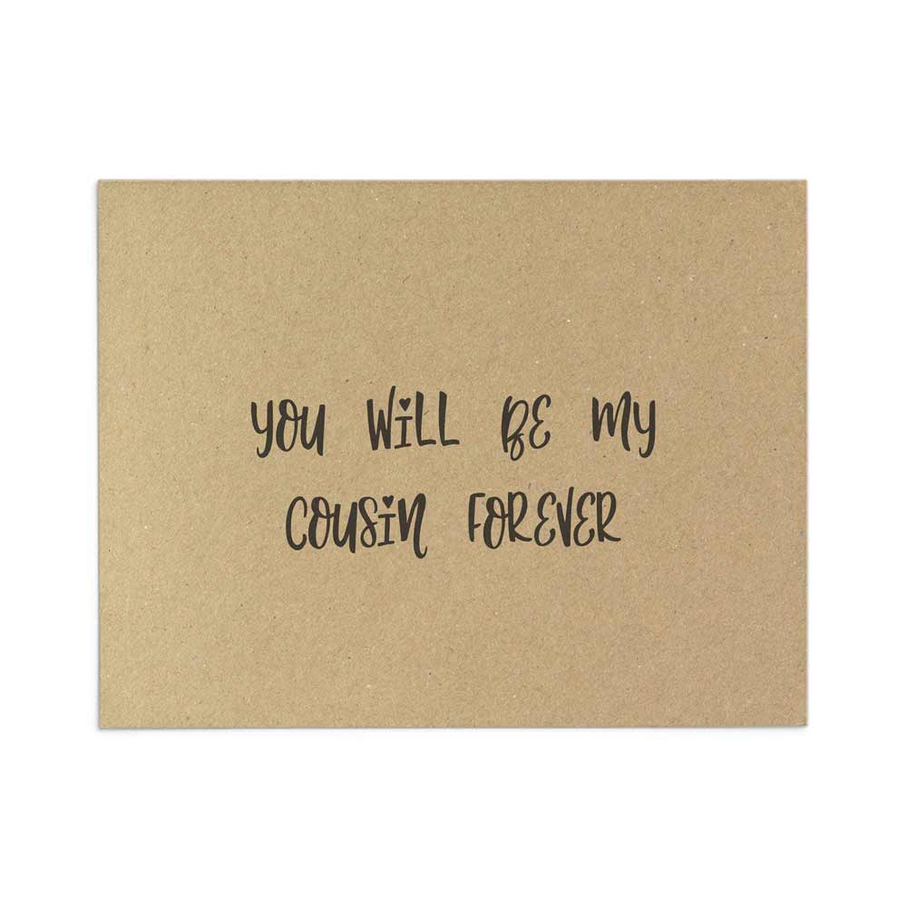 Personalized You will be my cousin forever bridesmaid rustic styled proposal card - XOXOKristen