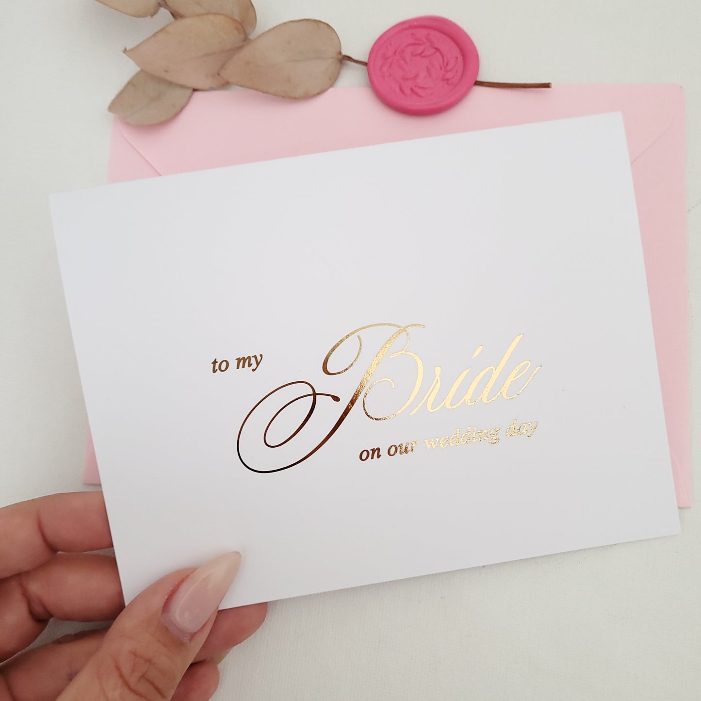 gold foiled to my bride on my wedding day note card - XOXOKristen
