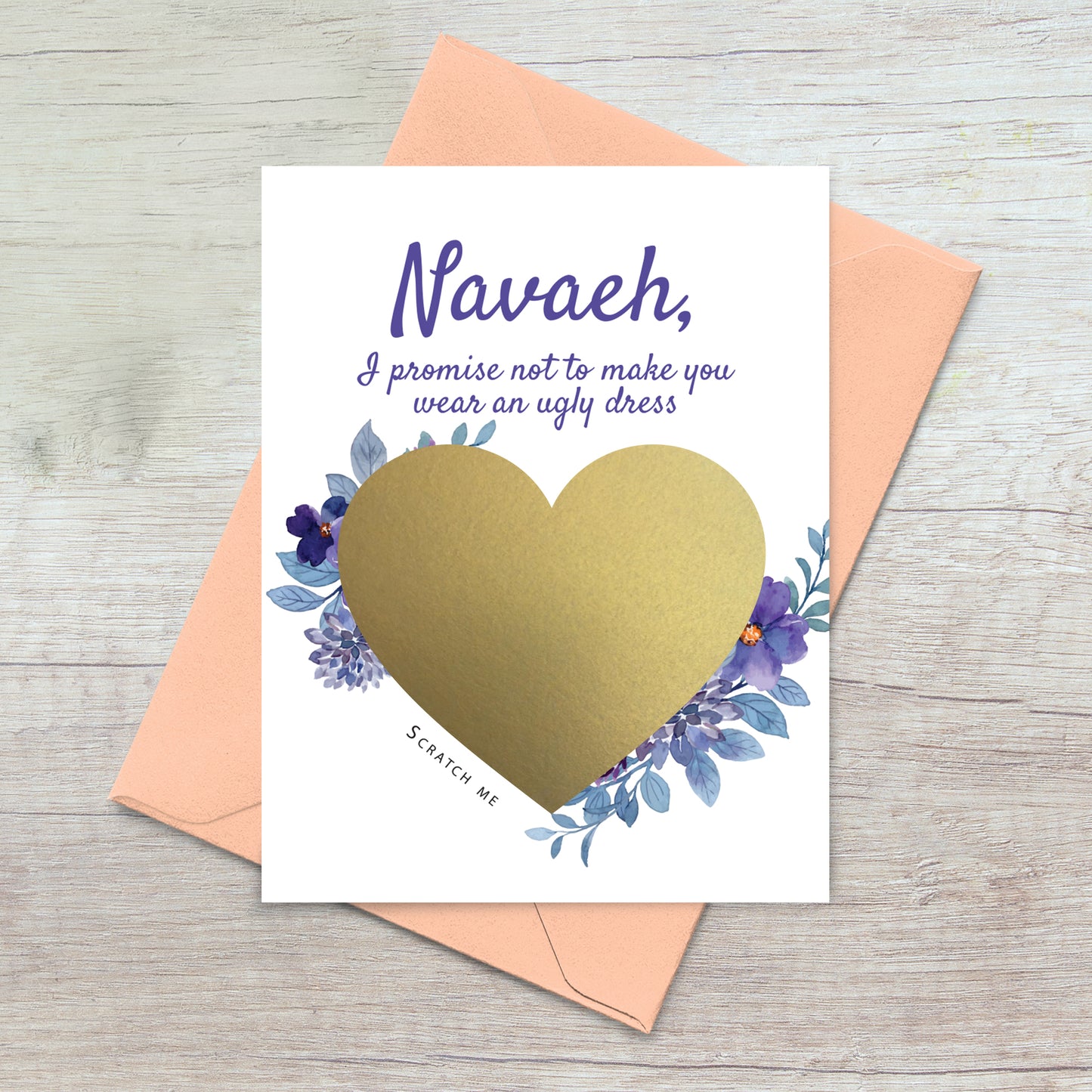 will you be my bridesmaid proposal card with purple-blue flower bouquet - XOXOKristen