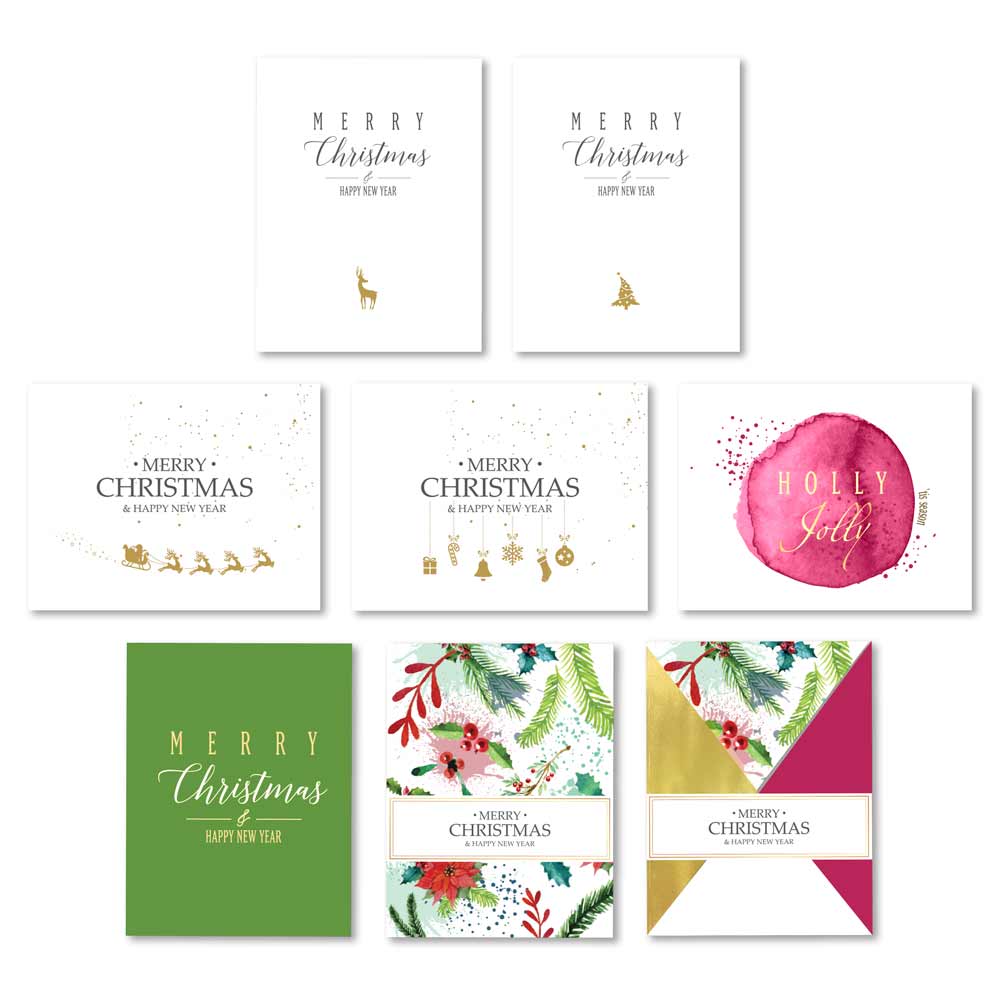Set of 8 elegant Merry Christmas & Happy New Year greeting cards - XOXOKristen
