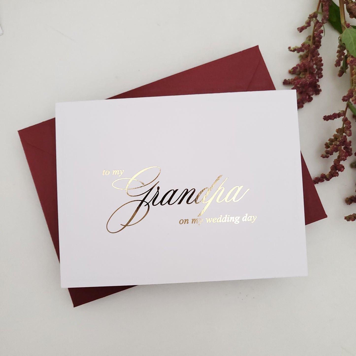 gold foiled to my grandpa on my wedding day note card - XOXOKristen