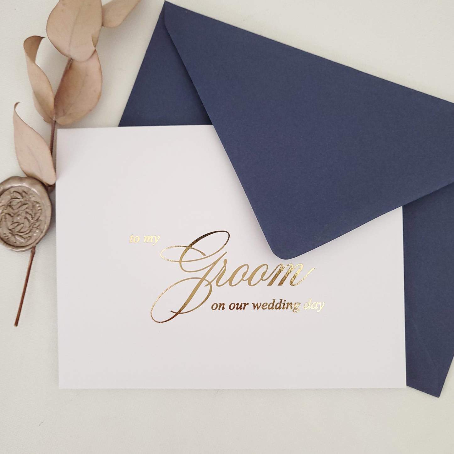 gold foiled to my groom on our wedding day note card - XOXOKristen