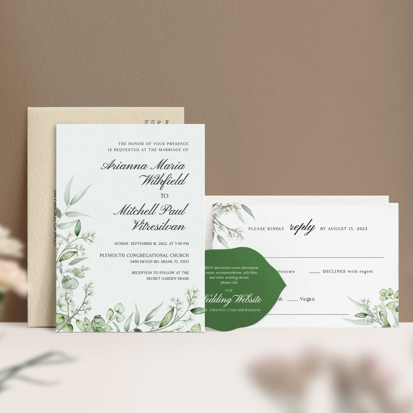 Wedding Floral Greenery Invitation Suite